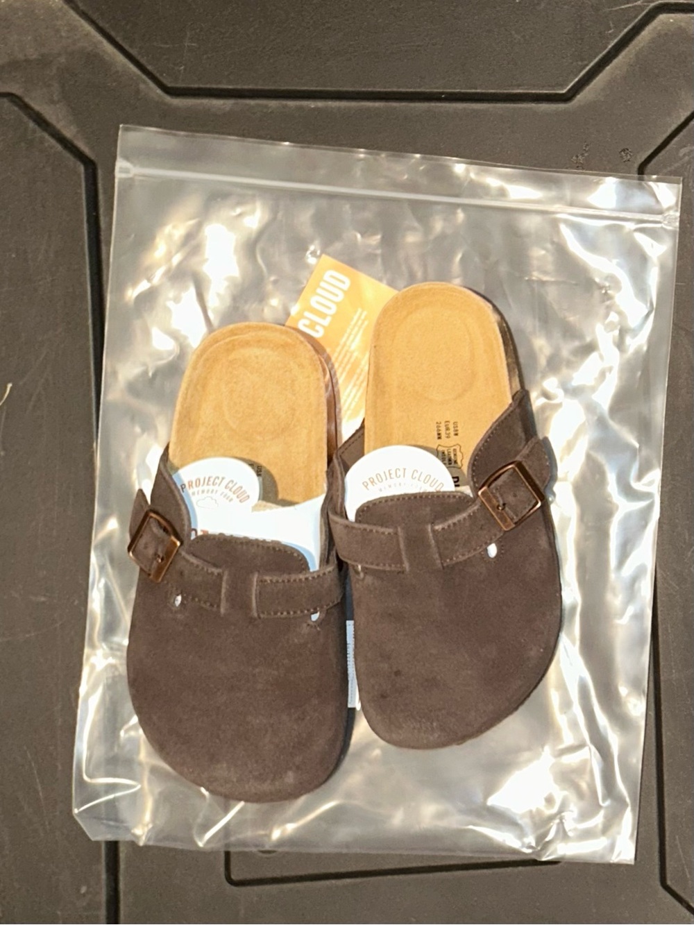 Women’s Suede Slide Sandals with Buckle - Brown